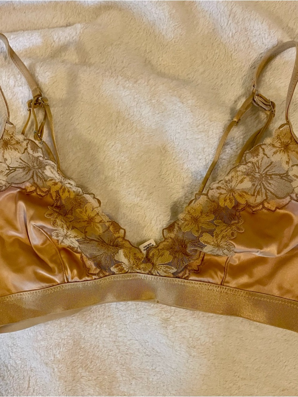 Aerie Gold Satin Lace Triangle Bralette